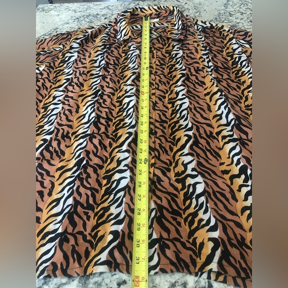 Selene of Paris 100% Silk Long Sleeve Blouse Top Tiger Stripe Plus Sz 3x NWOT - Picture 7 of 12